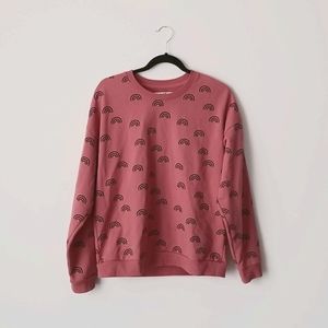 Simons Coral Sweater with Black Rainbow Pattern